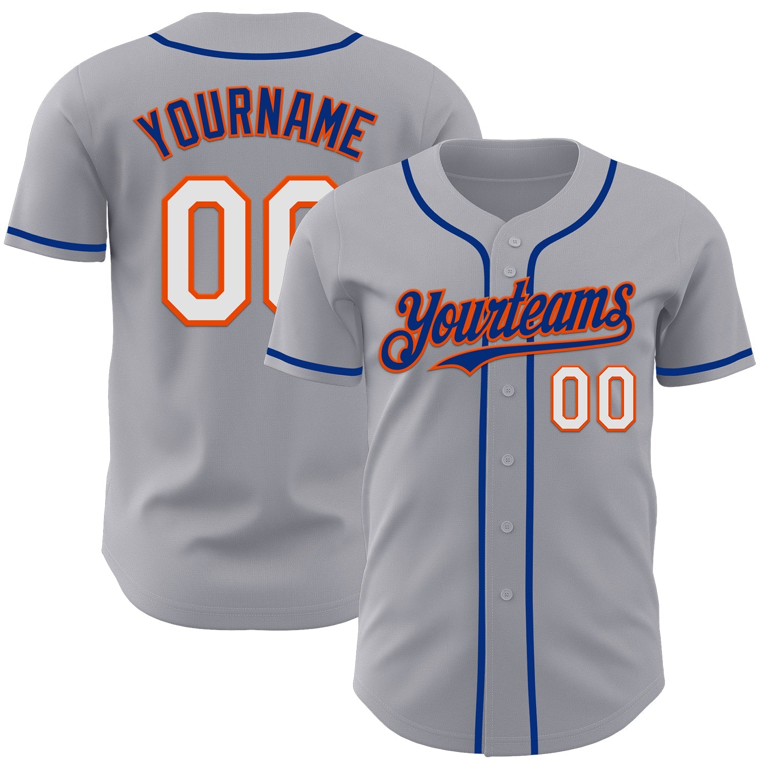 Custom Gray White Orange-Royal Authentic Baseball Jersey