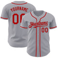 Custom Gray Red Authentic Baseball Jersey