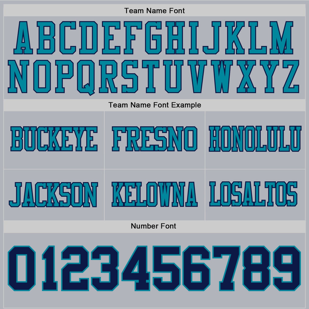 Custom Gray Navy-Teal Authentic Football Jersey