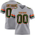 Custom Gray Green-Orange Authentic Football Jersey