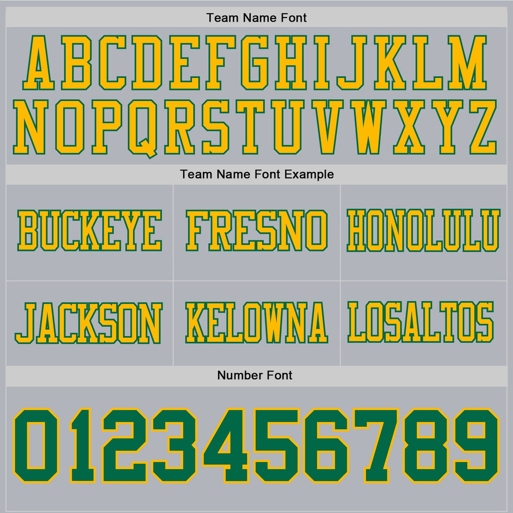 Custom Gray Kelly Green-Gold Authentic Football Jersey