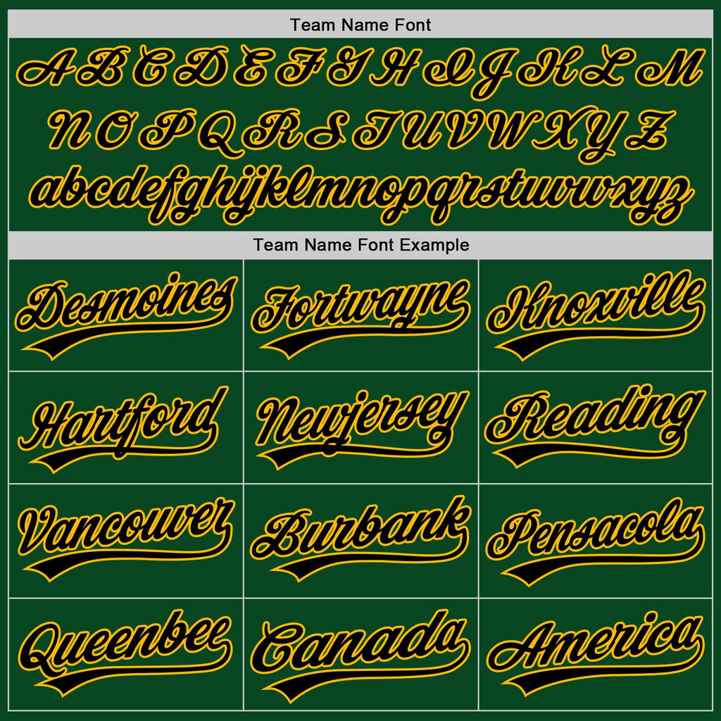 Custom Green Gold-Black Authentic Throwback Baseball Jersey
