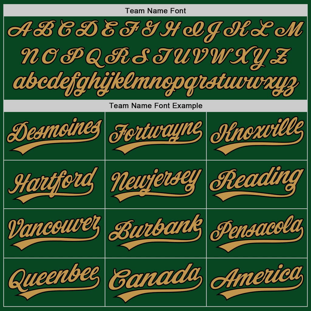 Custom Green Black-Old Gold Authentic Throwback Baseball Jersey