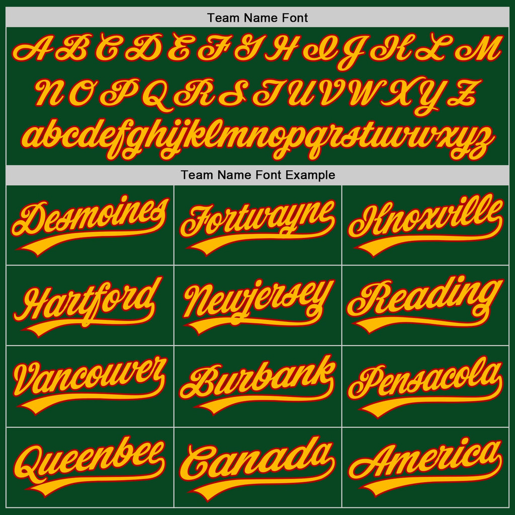 Custom Green Red-Gold Authentic Throwback Baseball Jersey