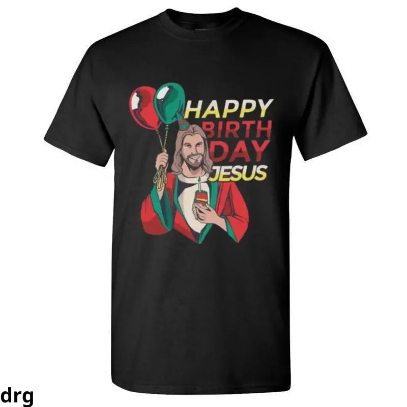 Happy Jesus Fun Festive Jesus Holding Balloons Comfortable Humorous T-Shirts