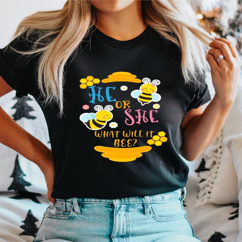 He She What Will Bee Matching Gender Reveal Party Baby Announcement Shirt T-Shirts
