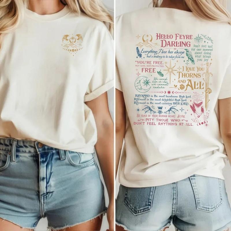 Hello Feyre Darling Shirt Acotar Fan Shirt House Wind Black Velaris City Starlight Shirt T-Shirts