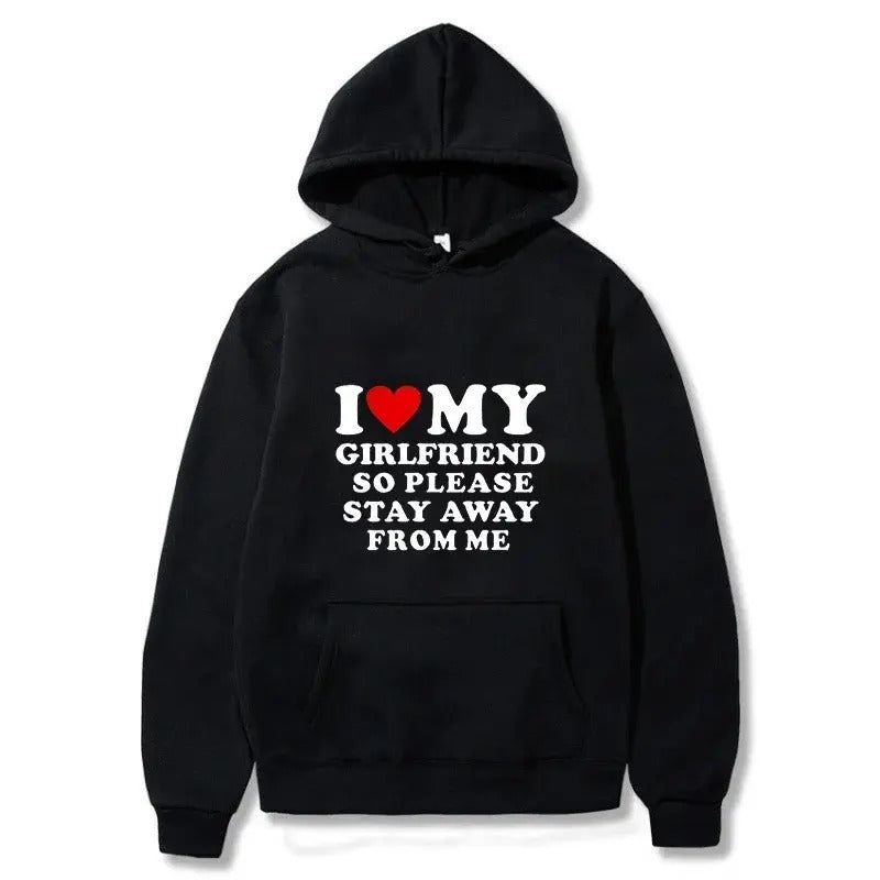 I Love My Girlfriend So Please Stay Away Me Funny Saying Quote Couple Casual Daily T-Shirts