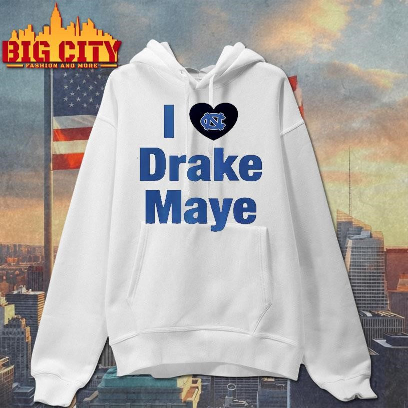 I love Drake Maye North Carolina Tar Heels football in heart shape Shirt