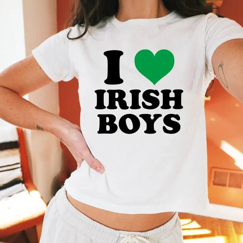 I Love Irish Baby St Paddy Baby St Patricks Day Fitted Shirt Top 90s Baby I Love Him Her Trending Shirt T-Shirts
