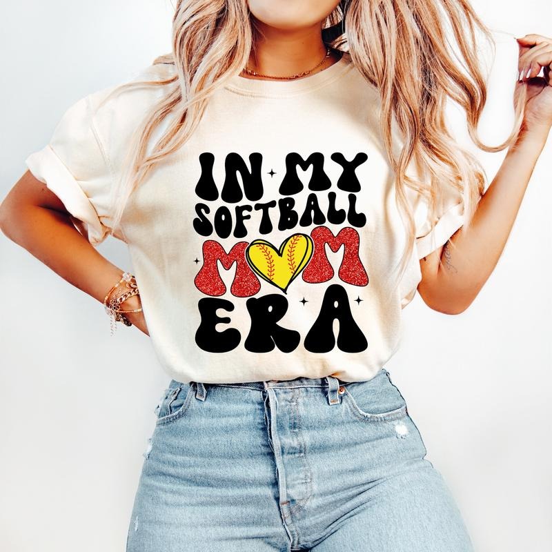 My Softball Mom Era Retro Softball Sports Softball Mom T-Shirts