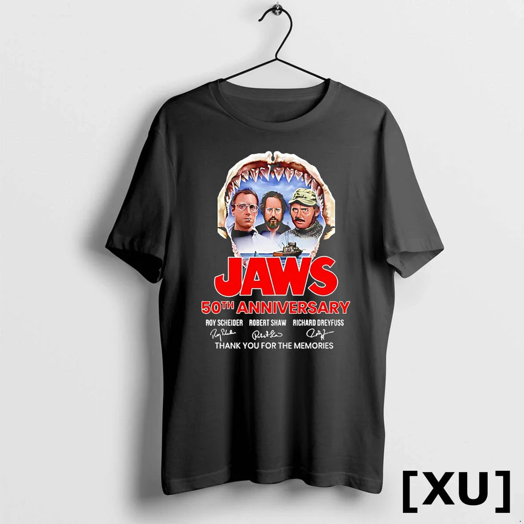 Jaws Shark Horror 50th Anniversary Thank You For The Memories Signatures Tshirts Sweater