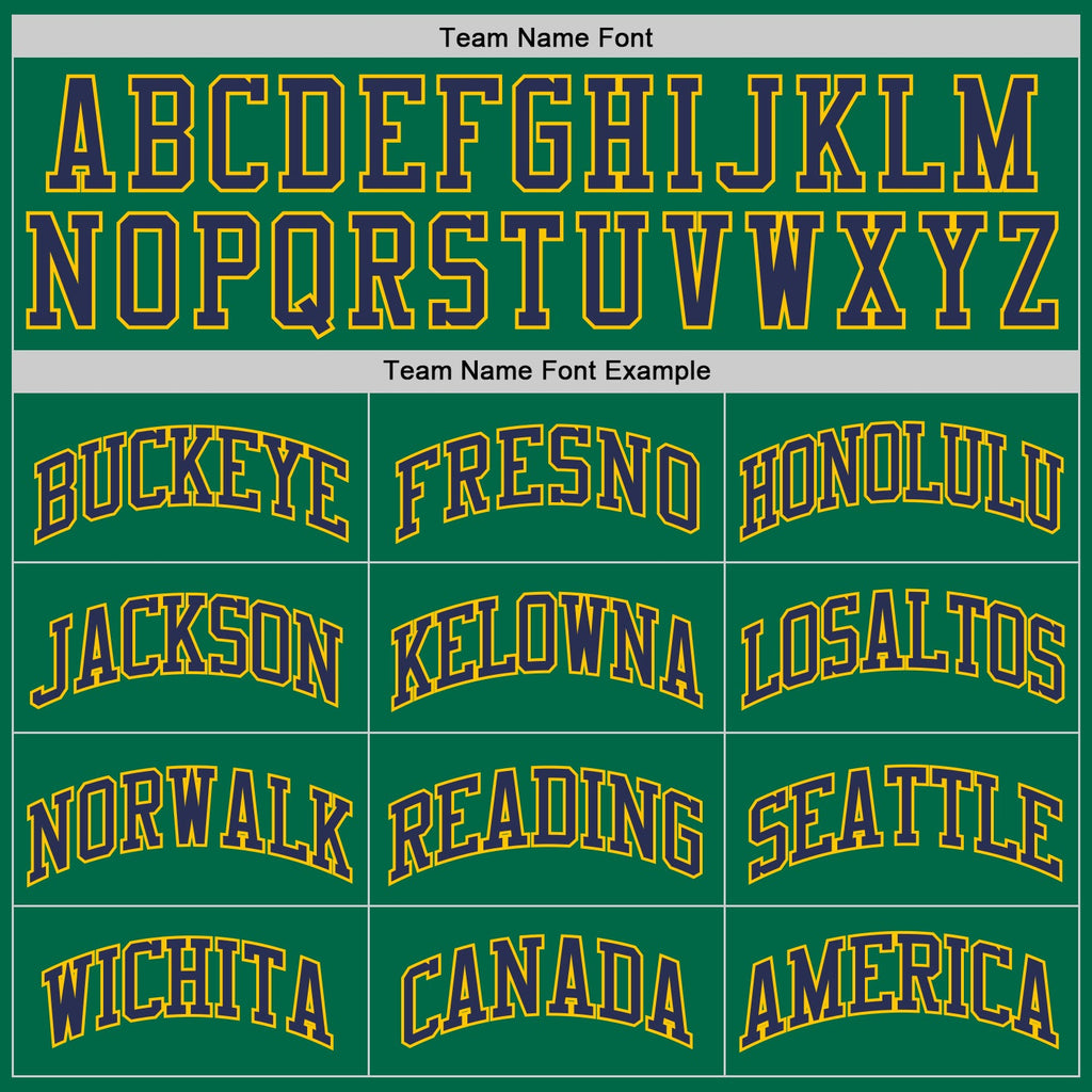 Custom Kelly Green Navy-Gold Authentic Throwback Basketball Jersey