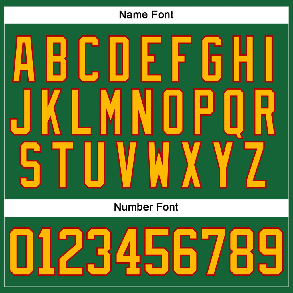 Custom Kelly Green Gold-Red Hockey Lace Neck Jersey