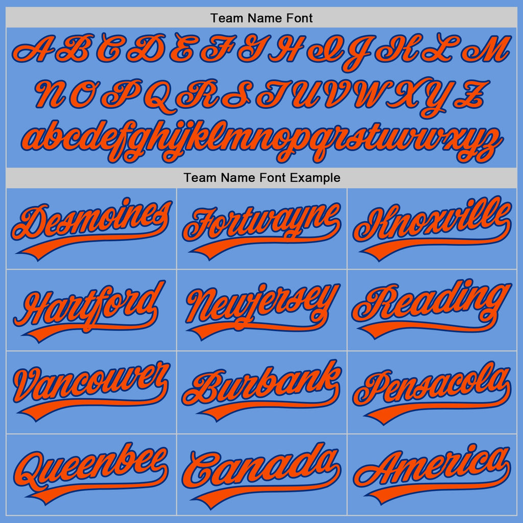 Custom Light Blue Orange-Royal Authentic Throwback Baseball Jersey