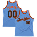Custom Light Blue Black-Orange Authentic Throwback Basketball Jersey