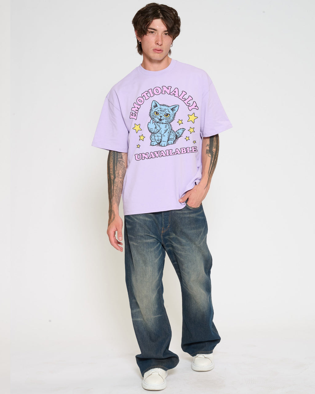 Emotionally Unavailable Cat Oversized Tee