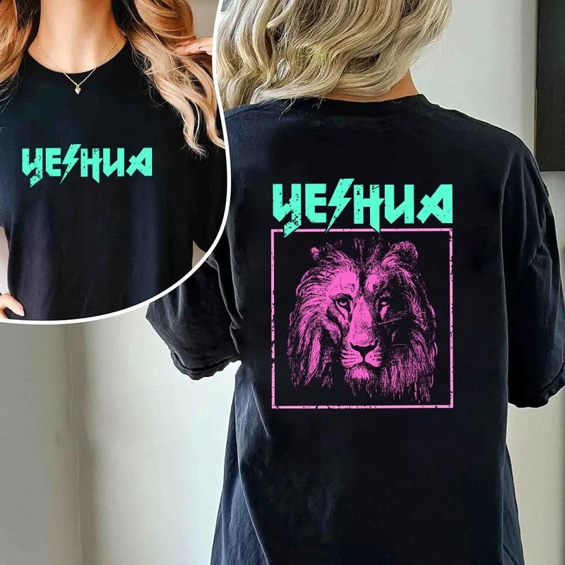 Lion Yeshua Christian Pure Cotton Casual Street Crew Neck Short Tops T-Shirts