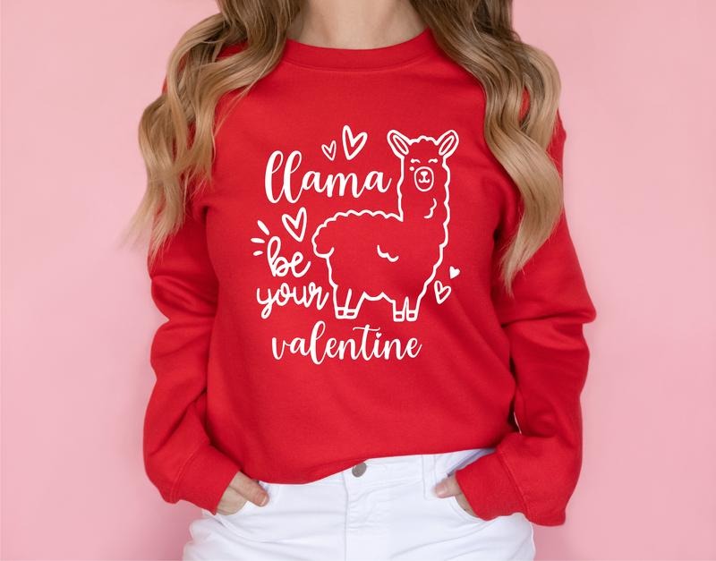 Llama Be Your Valentine Cute Love Llama Lovers Valentine Girlfriend Valentine Llama Wife Present . Casual Comfortable T-Shirts