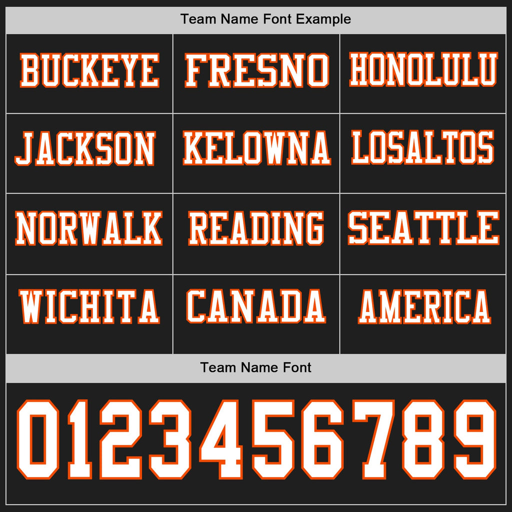 Custom Black White-Orange Long Sleeve Authentic Football Jersey