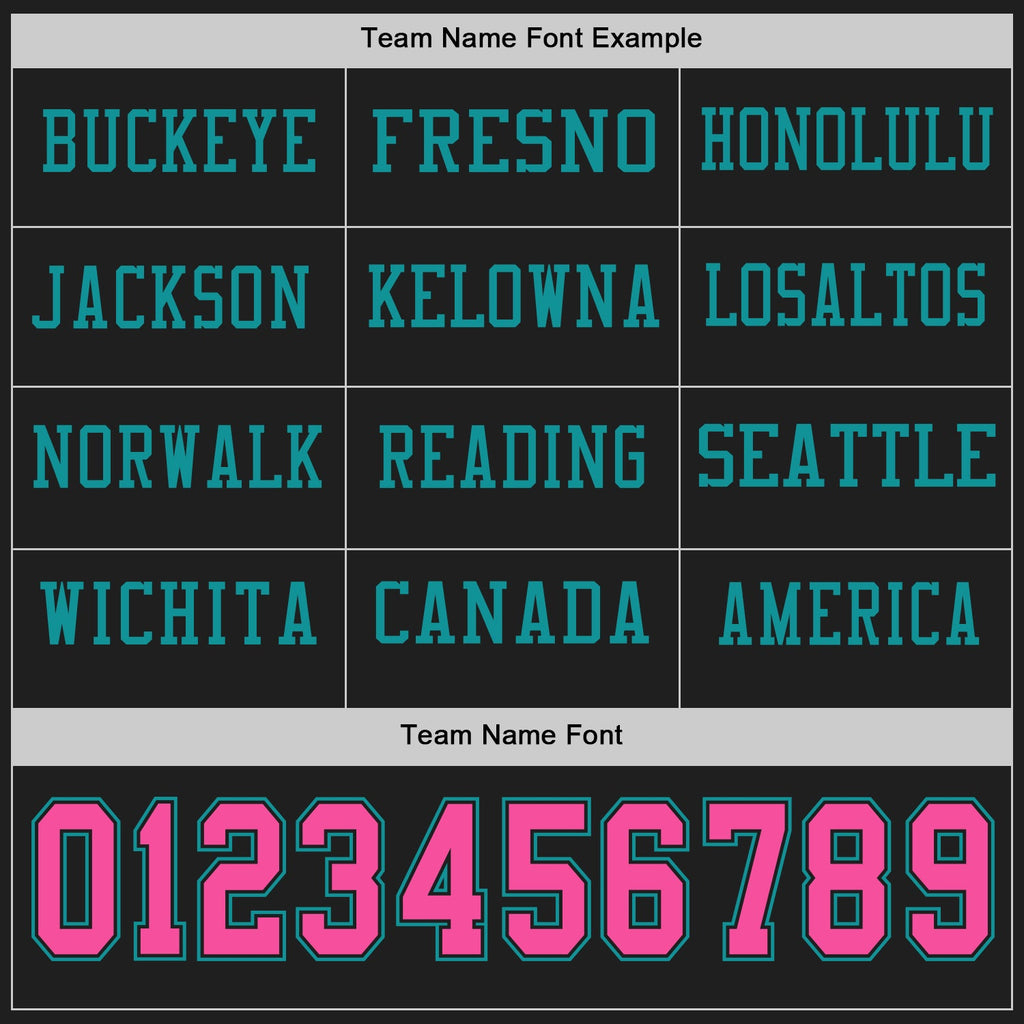 Custom Black Pink-Teal Long Sleeve Authentic Football Jersey
