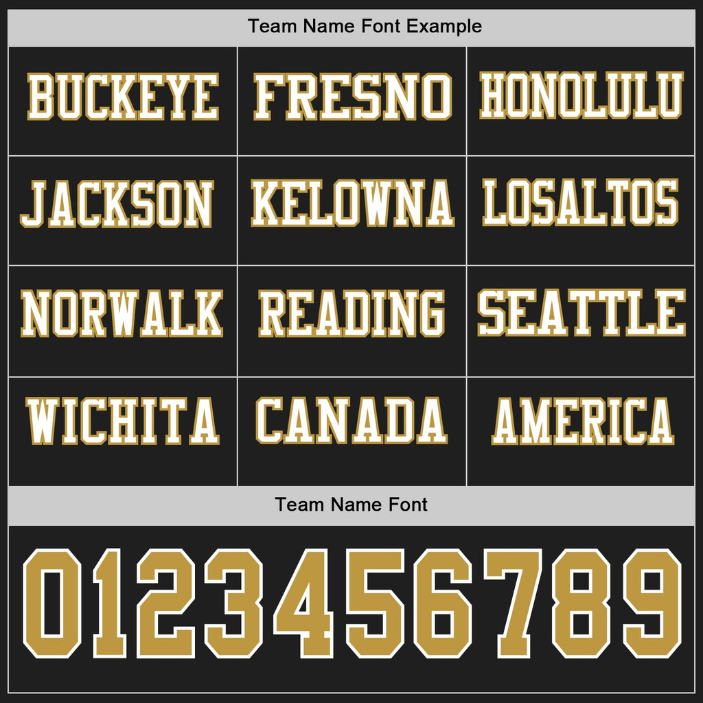 Custom Black Old Gold-White Long Sleeve Authentic Football Jersey