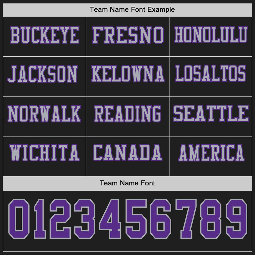 Custom Black Purple-Gray Long Sleeve Authentic Football Jersey