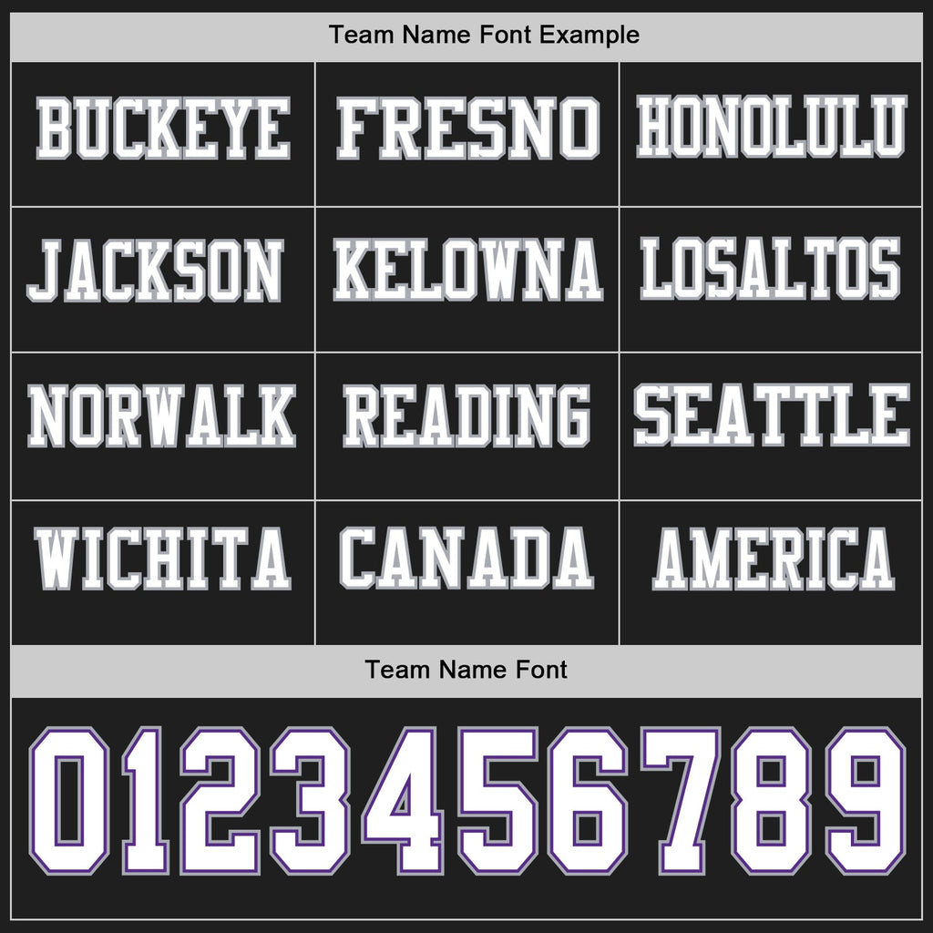 Custom Black White Purple-Gray Long Sleeve Authentic Football Jersey
