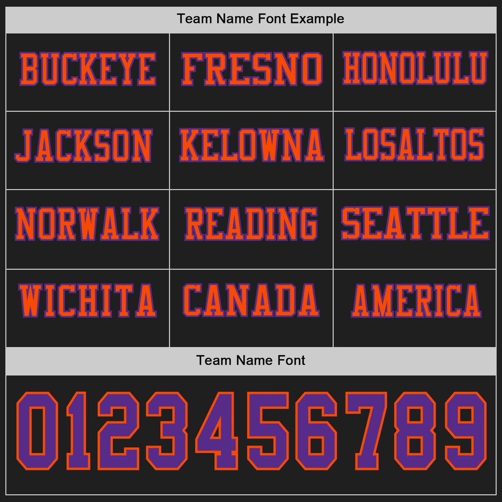 Custom Black Purple-Orange Long Sleeve Authentic Football Jersey