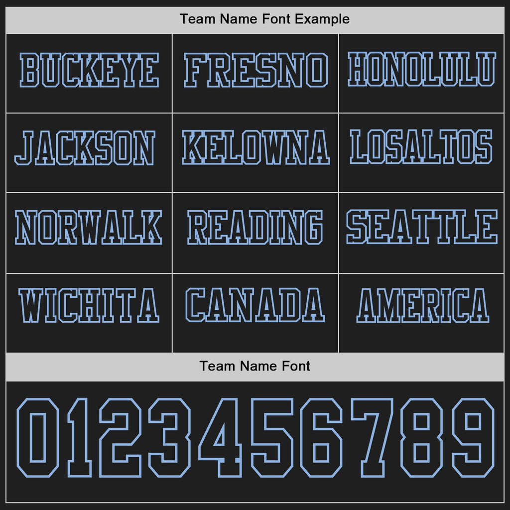 Custom Black Light Blue Long Sleeve Authentic Football Jersey