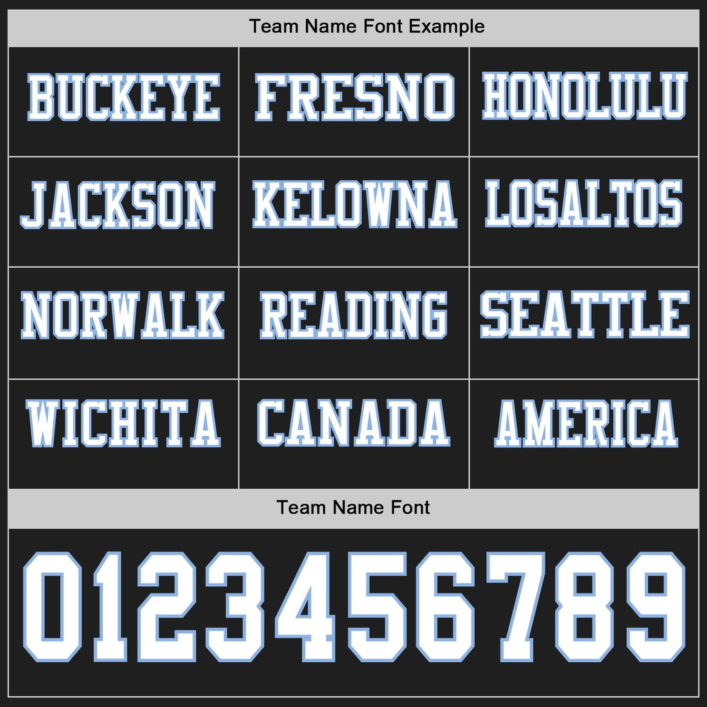 Custom Black White-Light Blue Long Sleeve Authentic Football Jersey