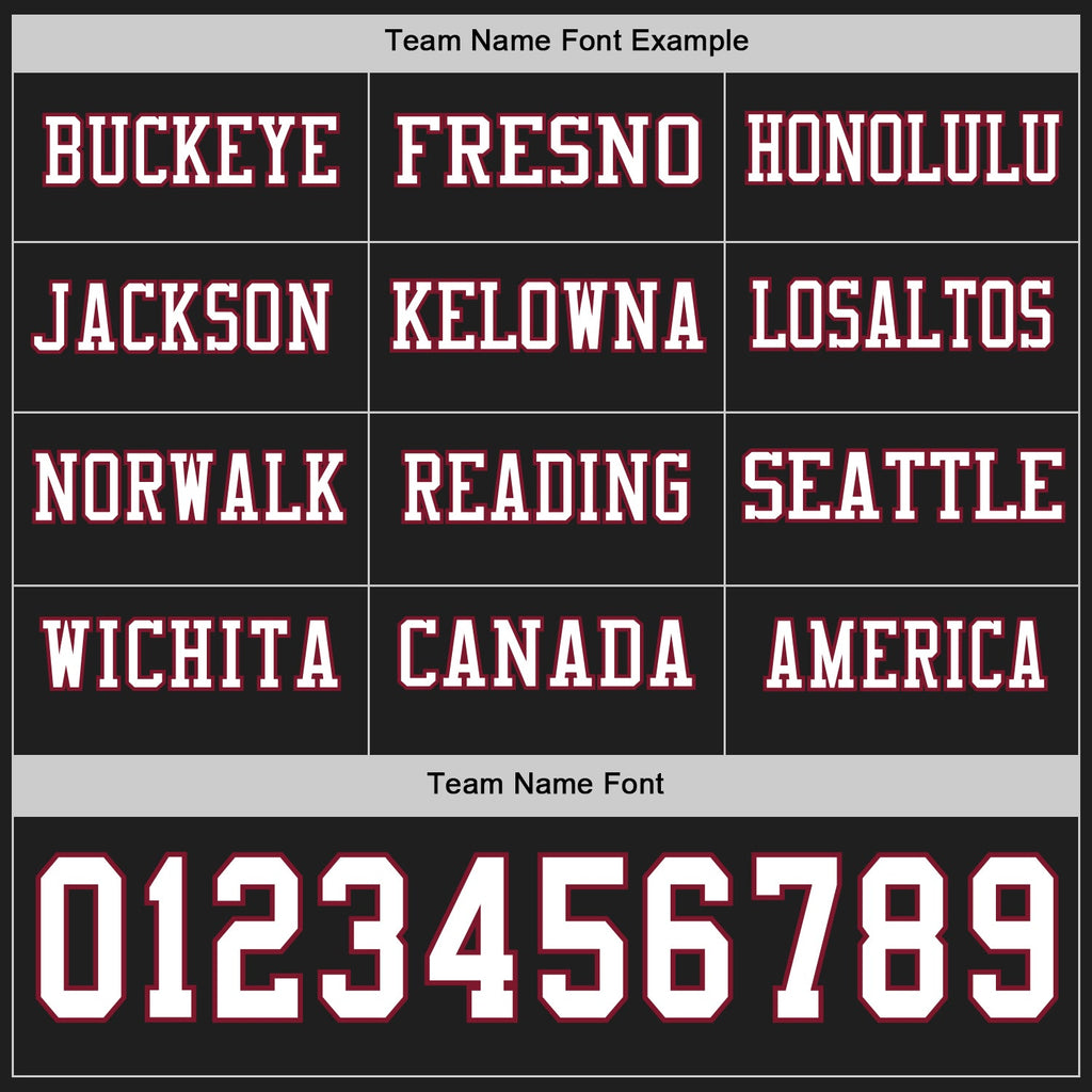 Custom Black White-Crimson Long Sleeve Authentic Football Jersey
