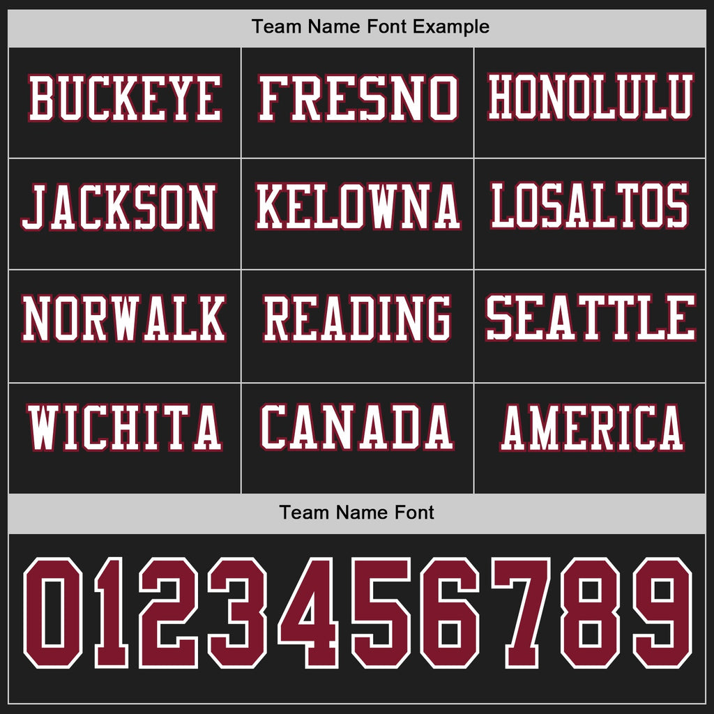 Custom Black Crimson-White Long Sleeve Authentic Football Jersey