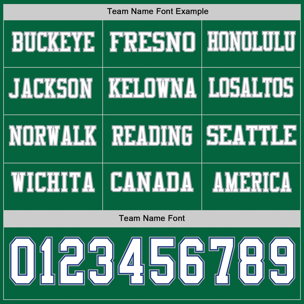 Custom Kelly Green White Royal-Gray Long Sleeve Authentic Football Jersey