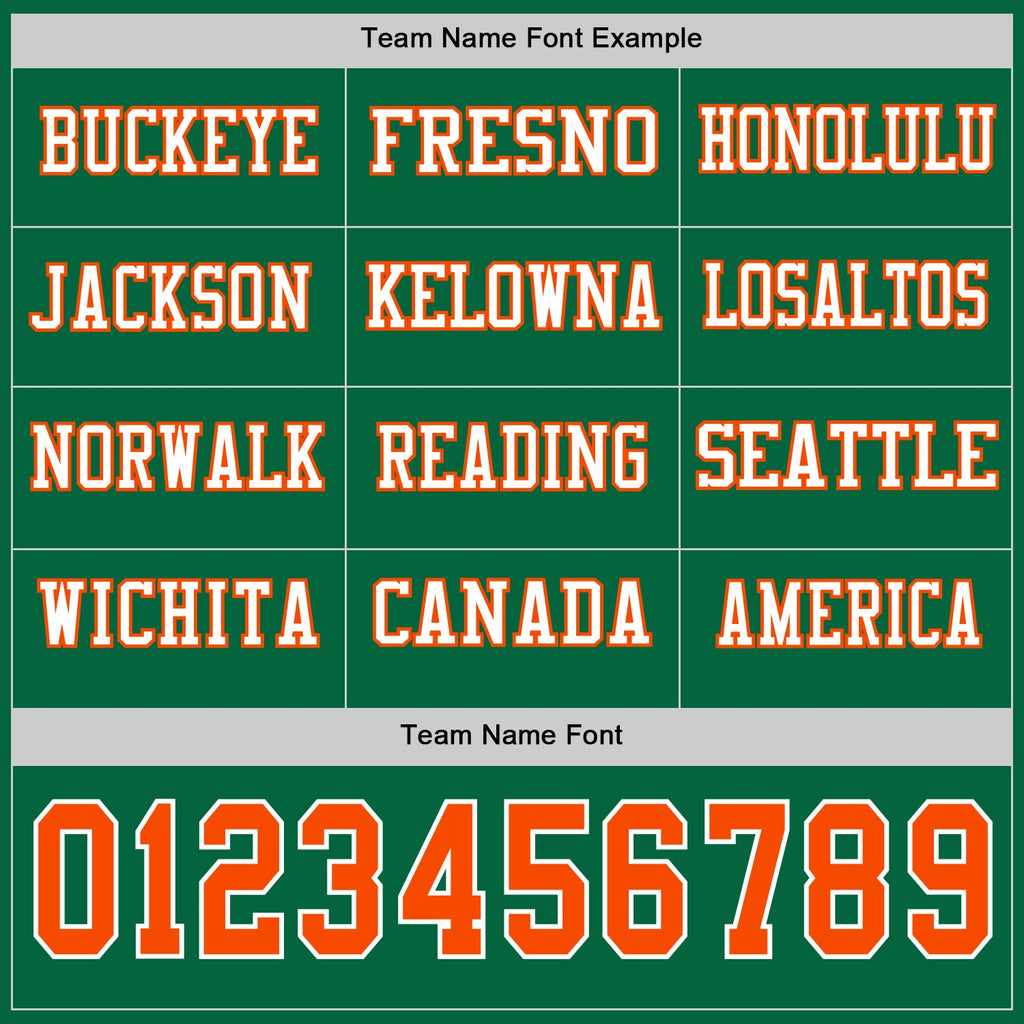 Custom Kelly Green Orange-White Long Sleeve Authentic Football Jersey