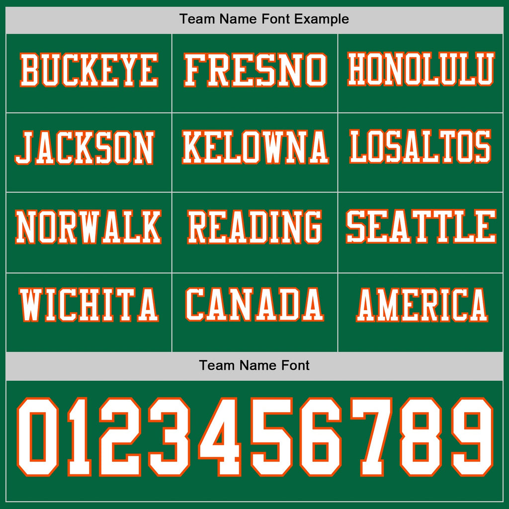 Custom Kelly Green White-Orange Long Sleeve Authentic Football Jersey