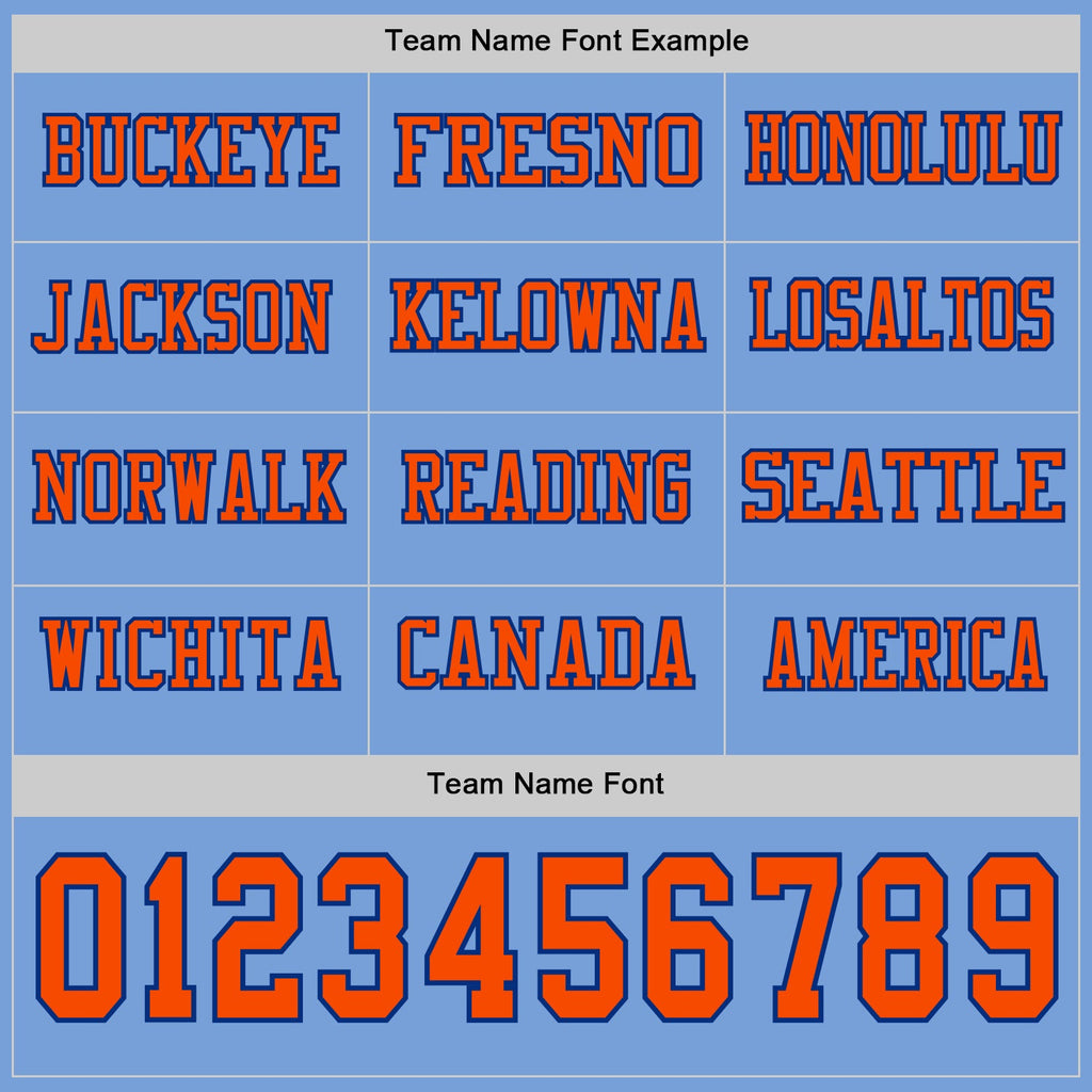 Custom Light Blue Orange-Royal Long Sleeve Authentic Football Jersey