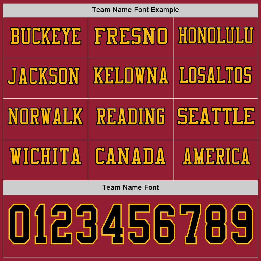 Custom Cardinal Black-Gold Long Sleeve Authentic Football Jersey