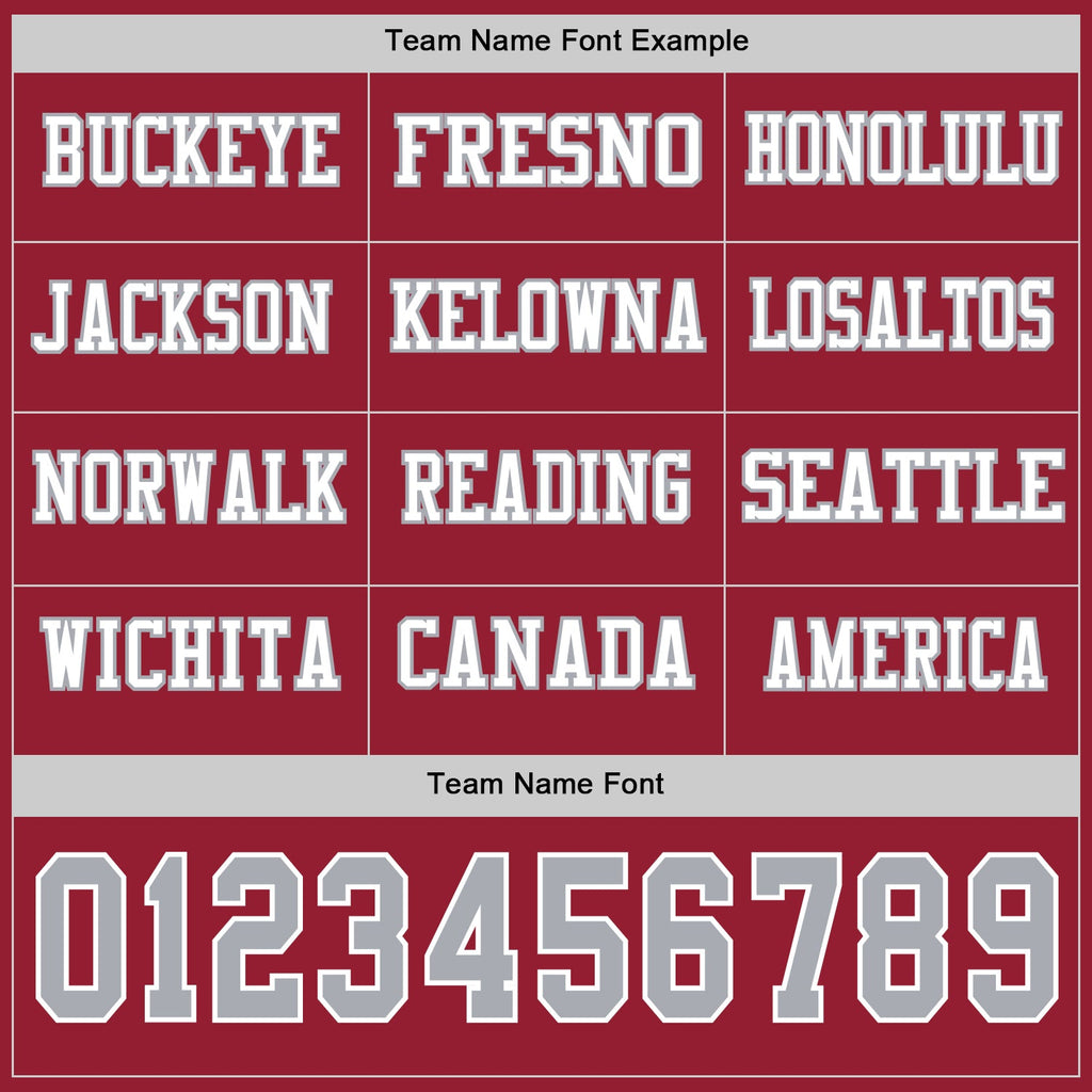 Custom Cardinal Gray-White Long Sleeve Authentic Football Jersey