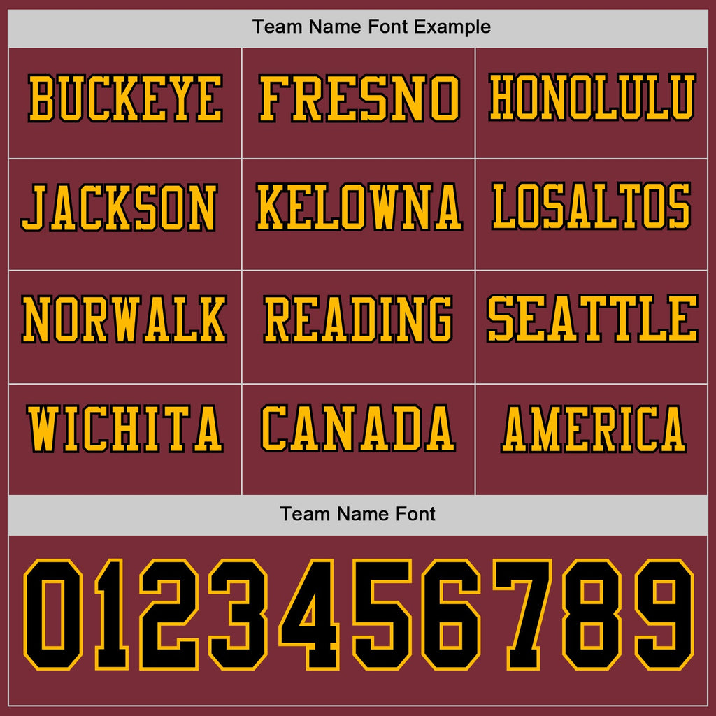 Custom Burgundy Black-Gold Long Sleeve Authentic Football Jersey