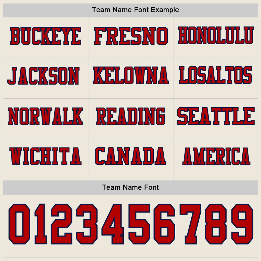 Custom Cream Red-Navy Long Sleeve Authentic Football Jersey