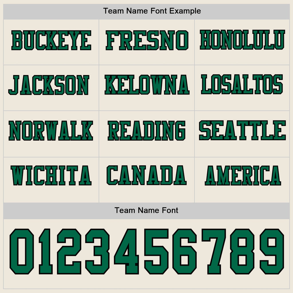 Custom Cream Kelly Green-Black Long Sleeve Authentic Football Jersey