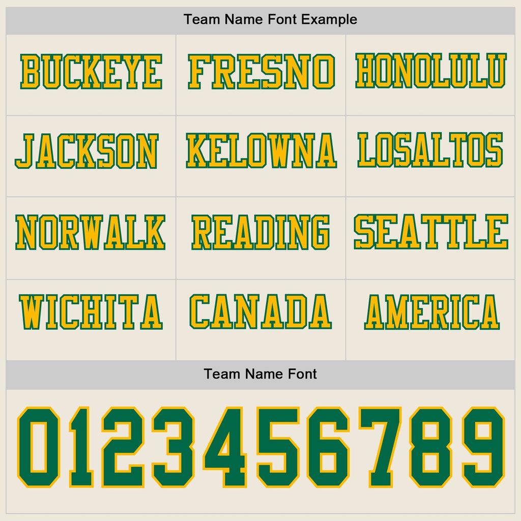 Custom Cream Kelly Green-Gold Long Sleeve Authentic Football Jersey