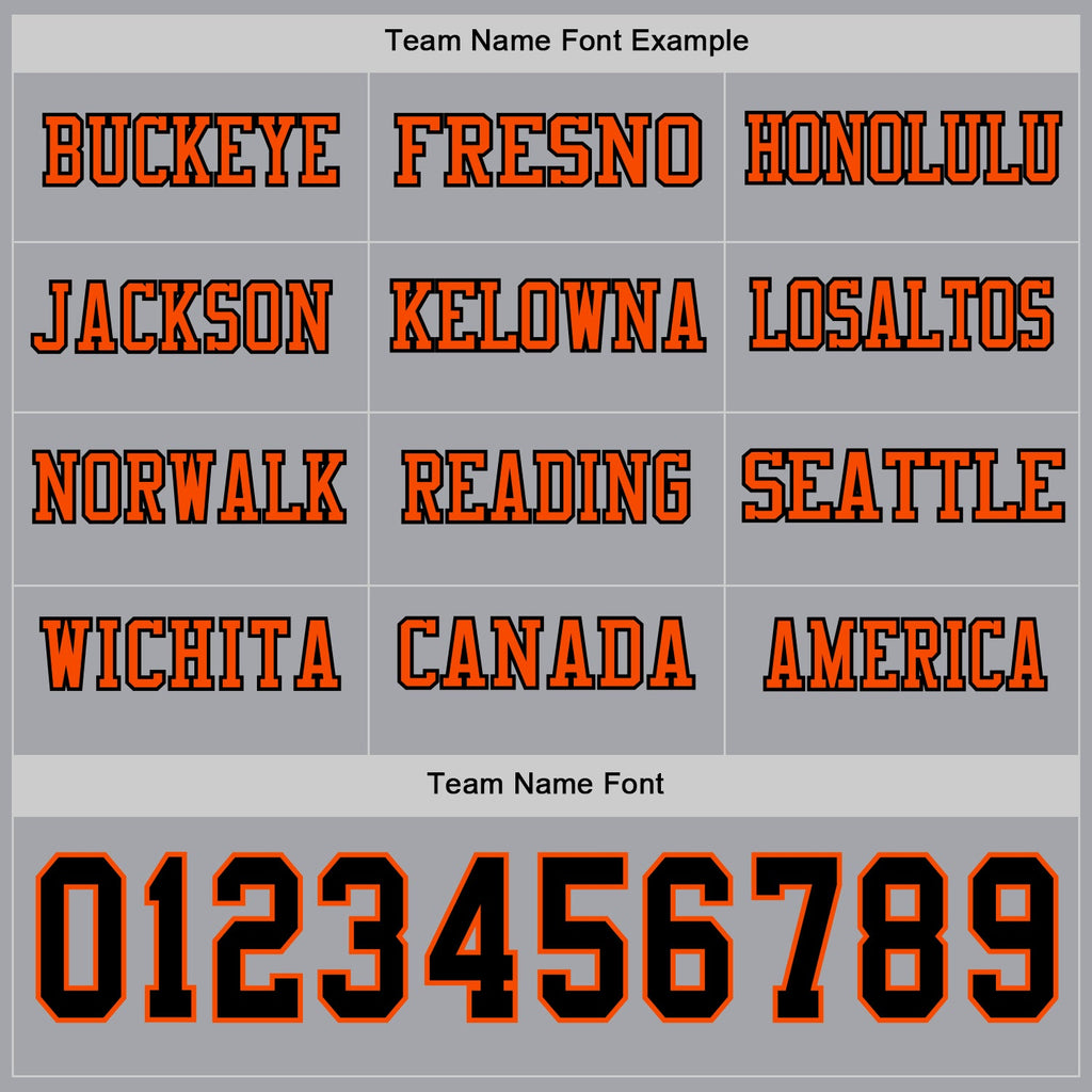 Custom Gray Black-Orange Long Sleeve Authentic Football Jersey
