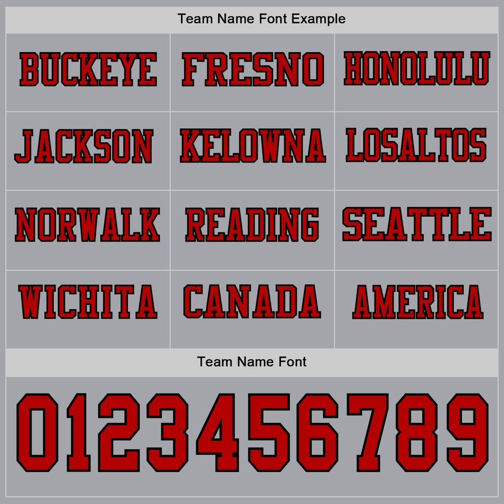 Custom Gray Red-Black Long Sleeve Authentic Football Jersey
