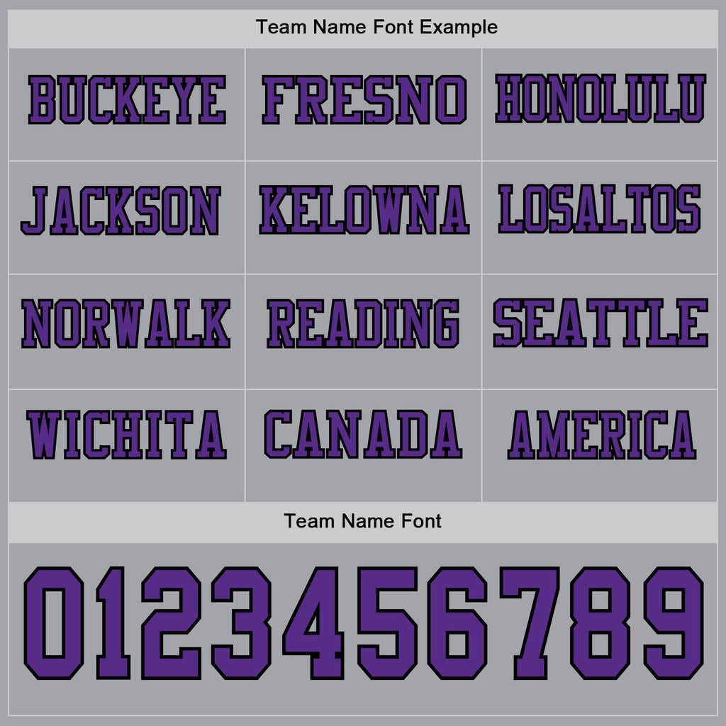 Custom Gray Purple-Black Long Sleeve Authentic Football Jersey