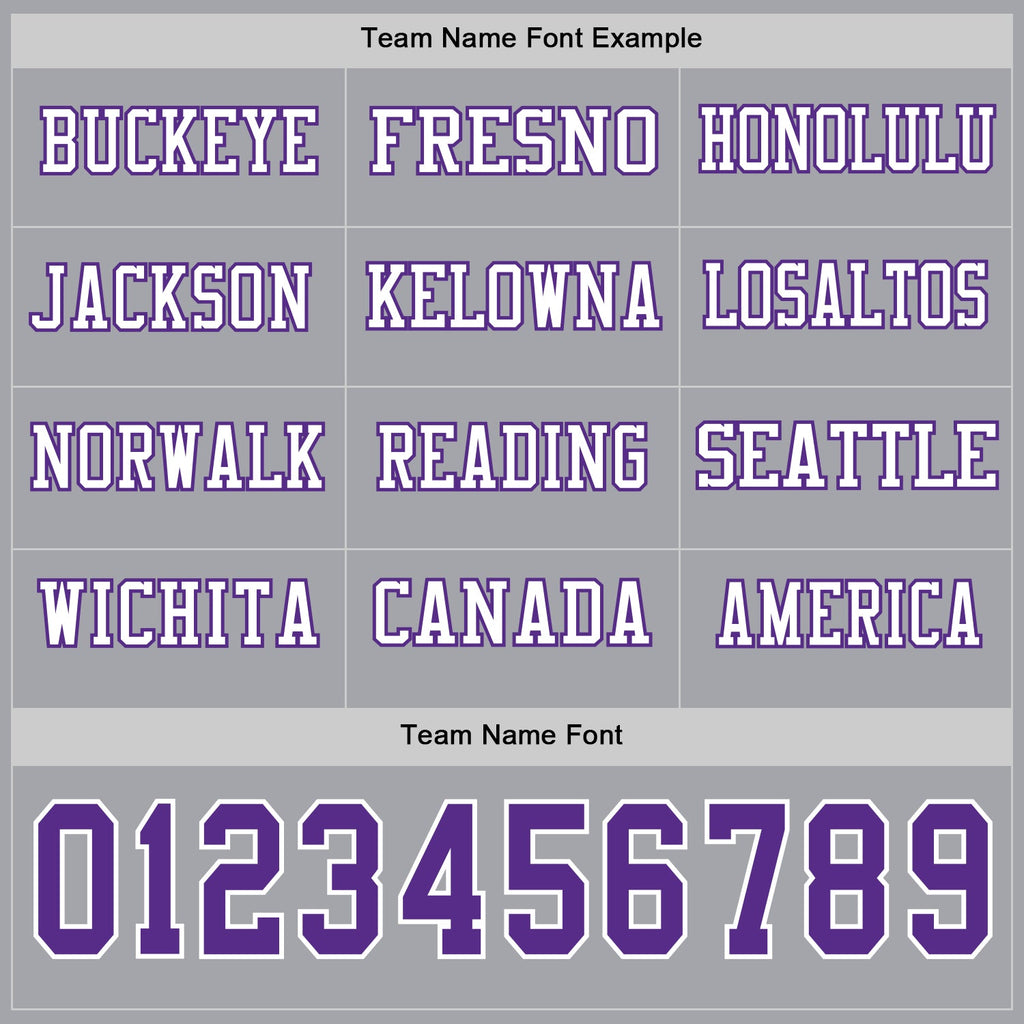 Custom Gray Purple-White Long Sleeve Authentic Football Jersey