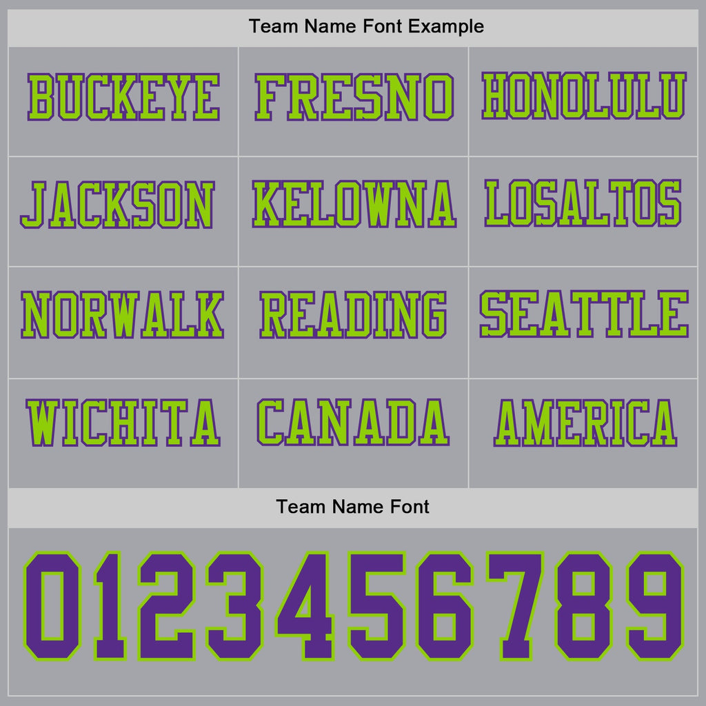 Custom Gray Purple-Neon Green Long Sleeve Authentic Football Jersey