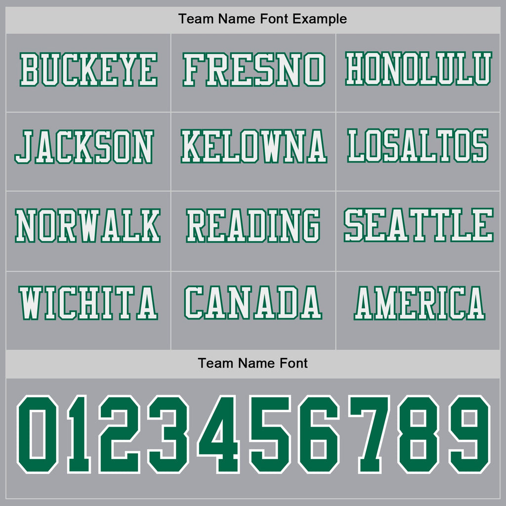 Custom Gray Kelly Green-White Long Sleeve Authentic Football Jersey