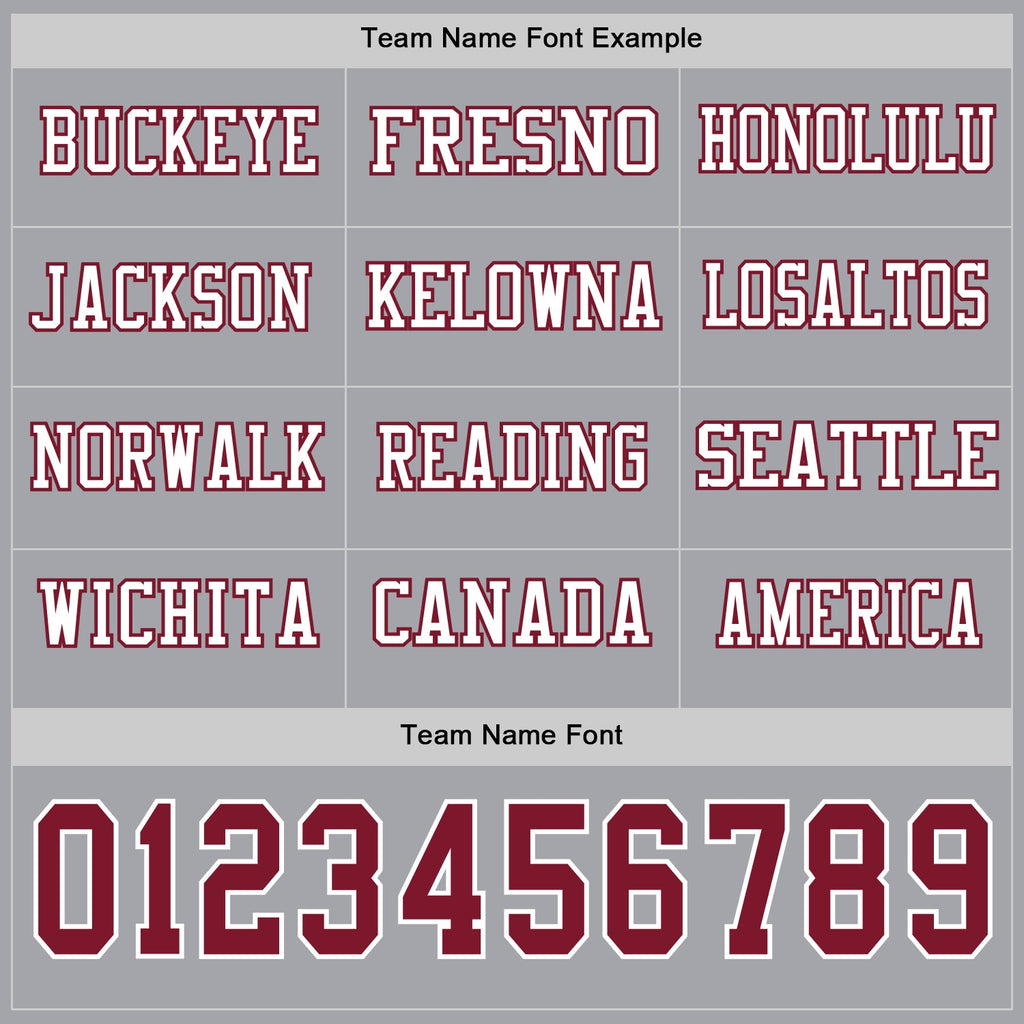 Custom Gray Crimson-White Long Sleeve Authentic Football Jersey